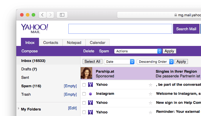 how do you create a folder in yahoo email
