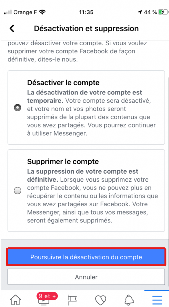 Supprimer un compte  après décès