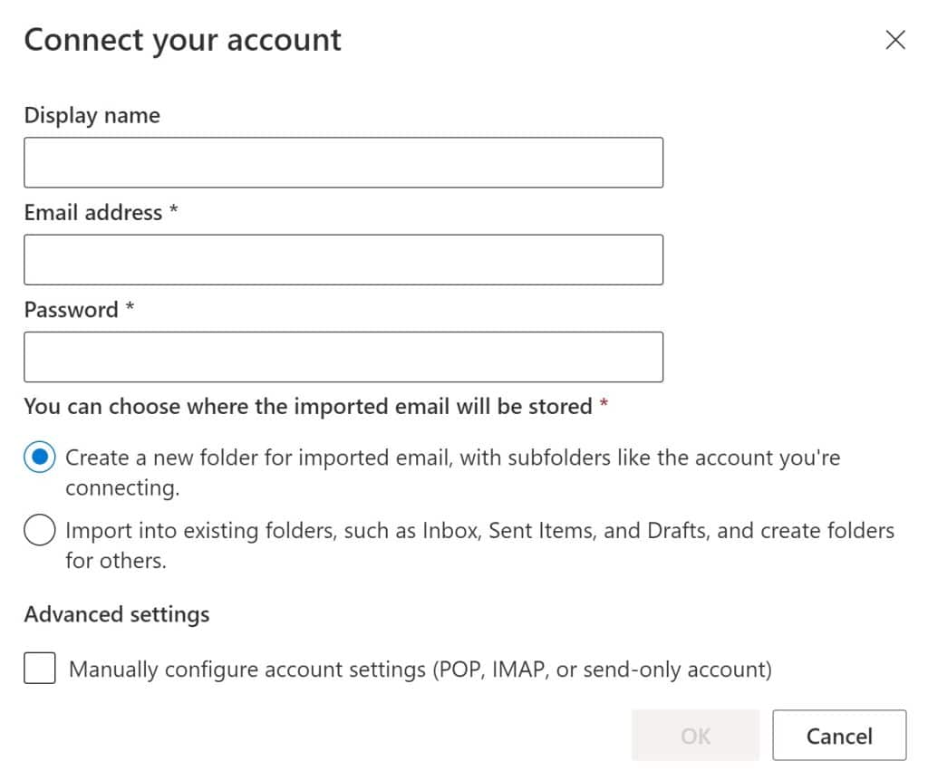 connect account microsoft outlook, hotmail pop up