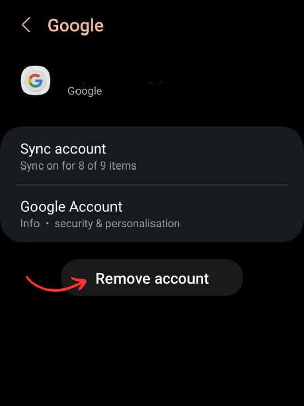 remove gmail account android