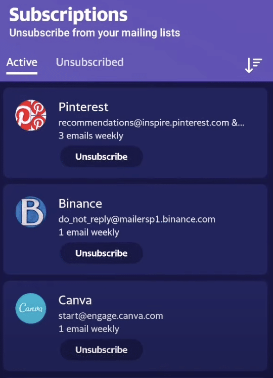 Subscriptions yahoo