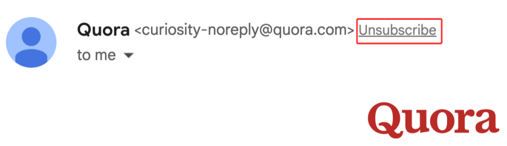 quora unsubscribe gmail