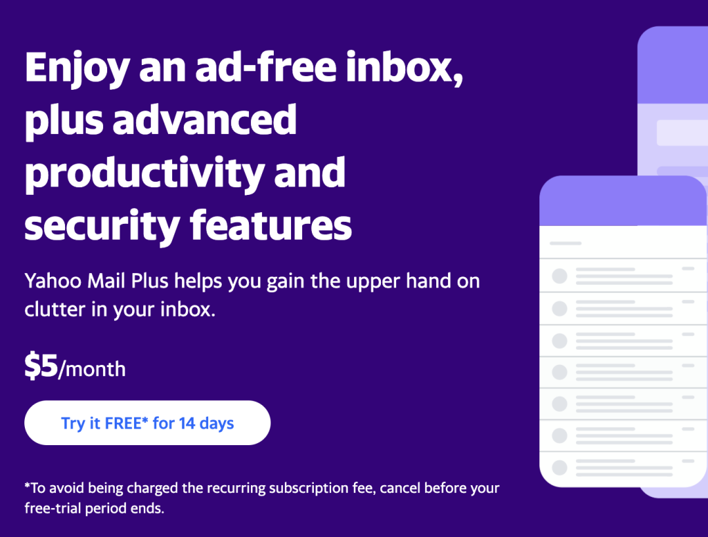 yahoo mail premium