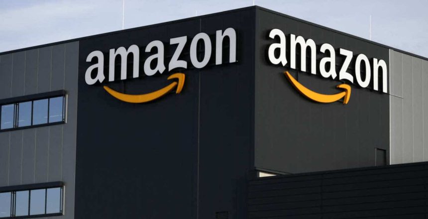 This picture shows the logo of US online retail giant Amazon at the distribution center in Moenchengladbach, western Germany, on December 17, 2019. (Photo by INA FASSBENDER / AFP)